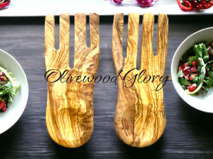 Handcrafted Olivewood Serving Hand - Unique Bearclaw Design - Wooden Kitchen Utensil for Serving Salad, Cheese, Pasta and More