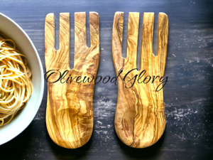 Handcrafted Olivewood Serving Hand - Unique Bearclaw Design - Wooden Kitchen Utensil for Serving Salad, Cheese, Pasta and More