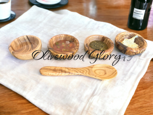 Handcrafted Olive Wood Snack Bowl - Perfect for Nuts, Snacks, Dips - Optional Small Spoon - Rustic, Natural, and Elegant Wooden Serving Dish