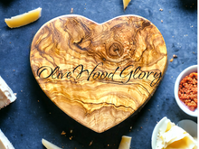 Handcrafted Olivewood Heart-Shaped Board - One-Piece Natural Wood - Cheese Cutting Serving Charcuterie Hot Plate - Unique Kitchen Gift