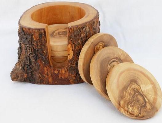 Olive wood set of 6 Coasters in Non-Rustic Holder  MR OLIVEWOOD® – MR  OLIVEWOOD® Wholesale USA & Canada