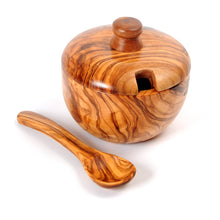Olive Wood Sugar Bowl With a Spoon Handmade Perfect for weddings, house-warming, anniversaries, special occasions